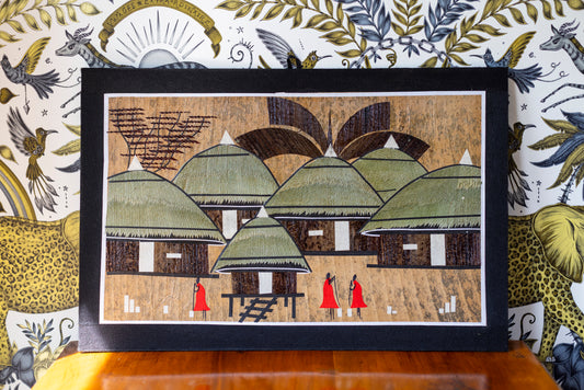 Kenyan Banana Leaf Wall Art - African Village 2