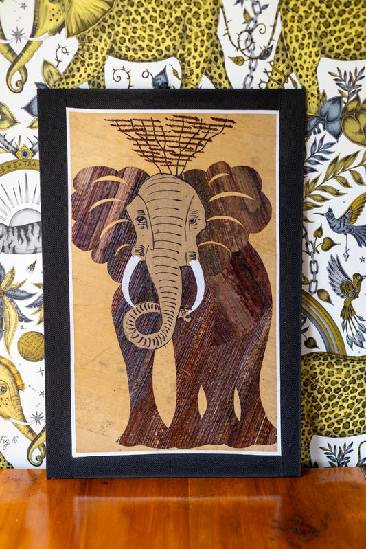 Kenyan Banana Leaf Wall Art - African Elephant