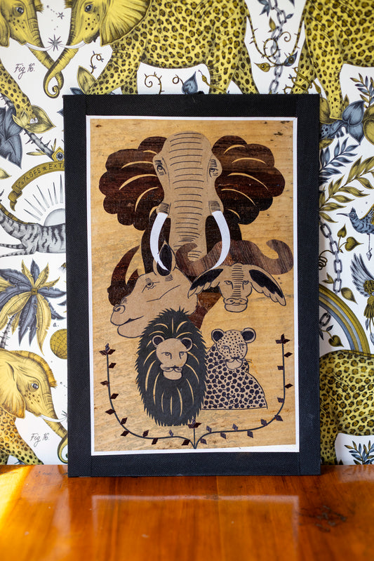 Kenyan Banana Leaf Wall Art - Safari Animals