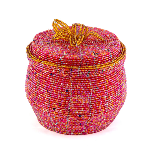 African Beaded Jewellery Box - Pink