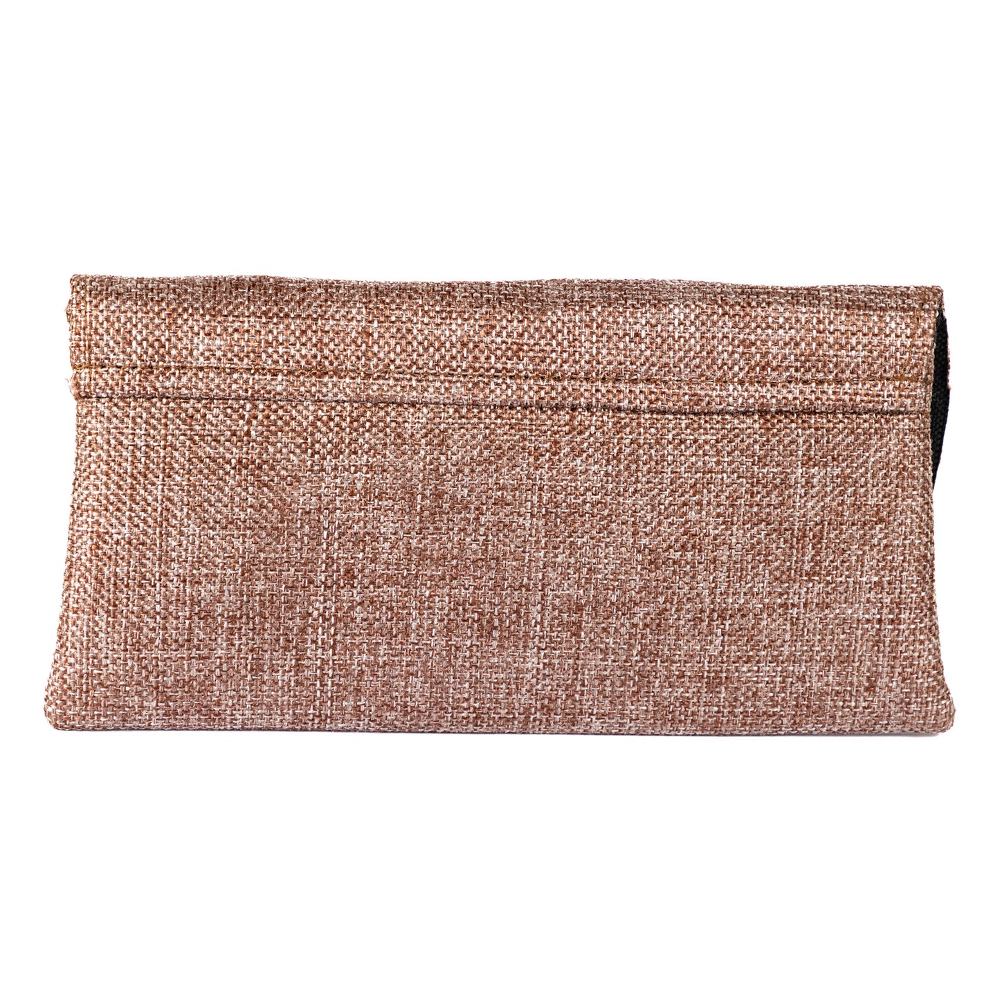 Beaded Canvas Clutch Bag/Purse - Mid-Brown