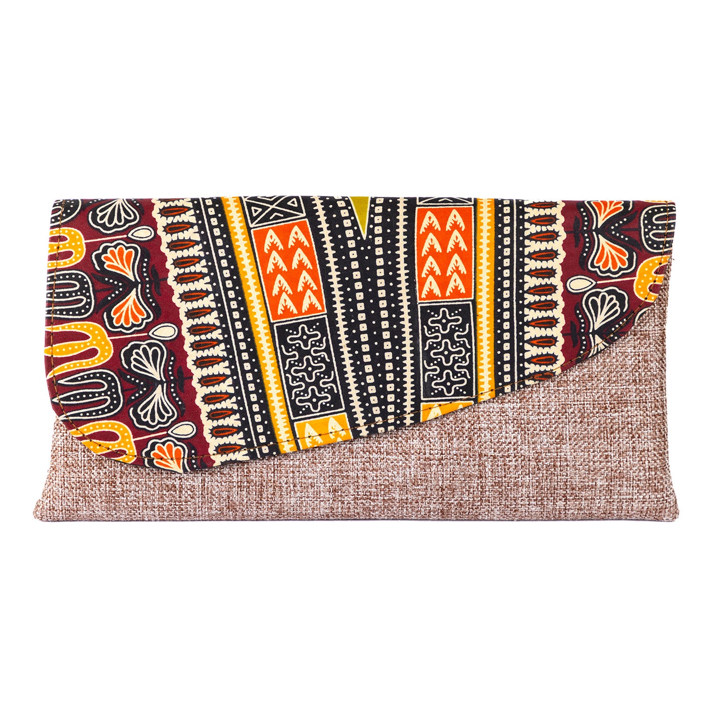 Cotton Canvas Clutch Bag/Purse Lg - Mid-Brown