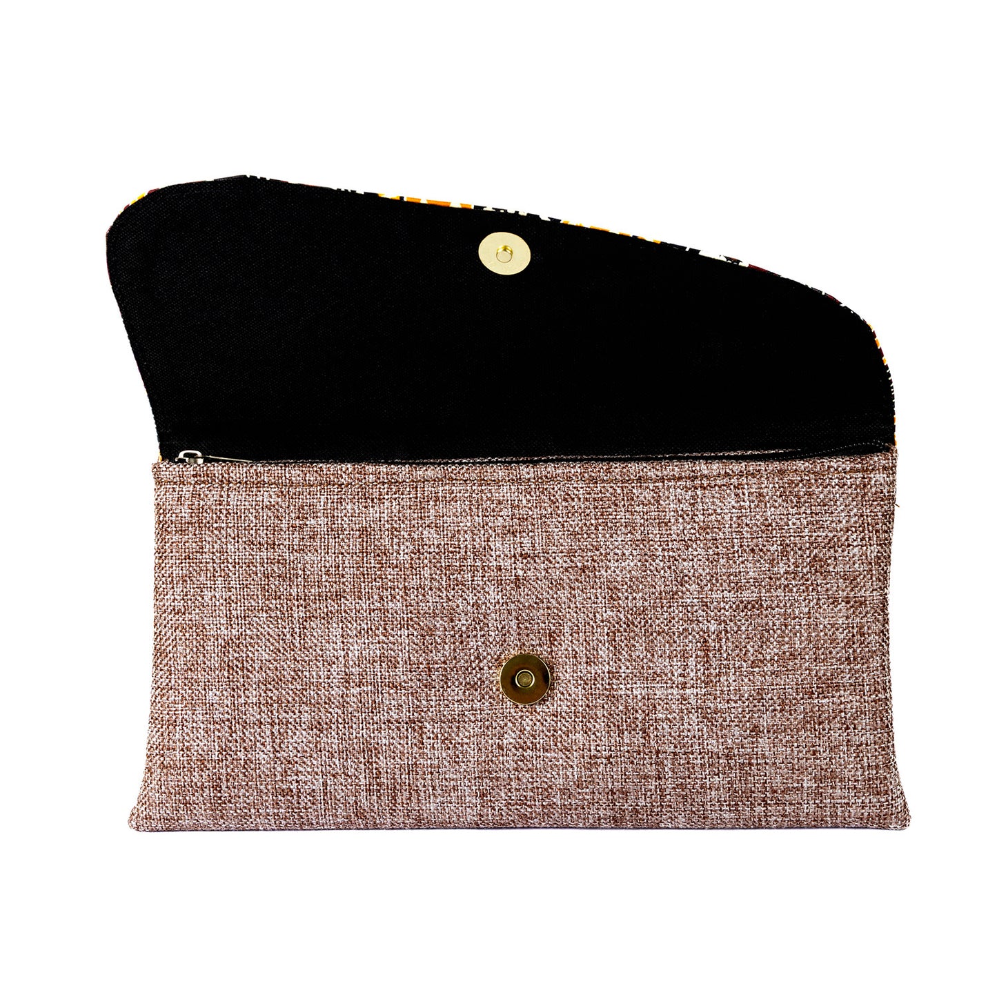 Cotton Canvas Clutch Bag/Purse Lg - Mid-Brown