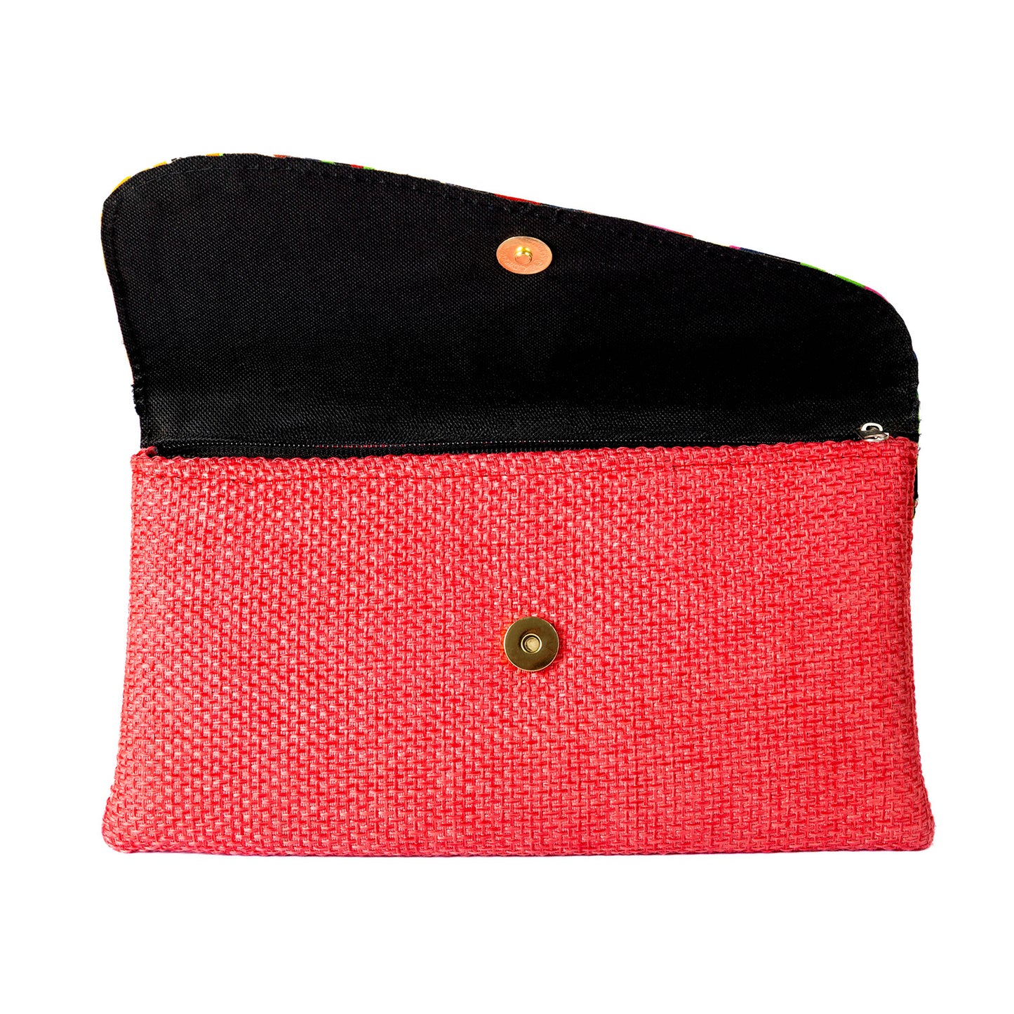 Cotton Canvas Clutch Bag/Purse Lg - Black/Multi