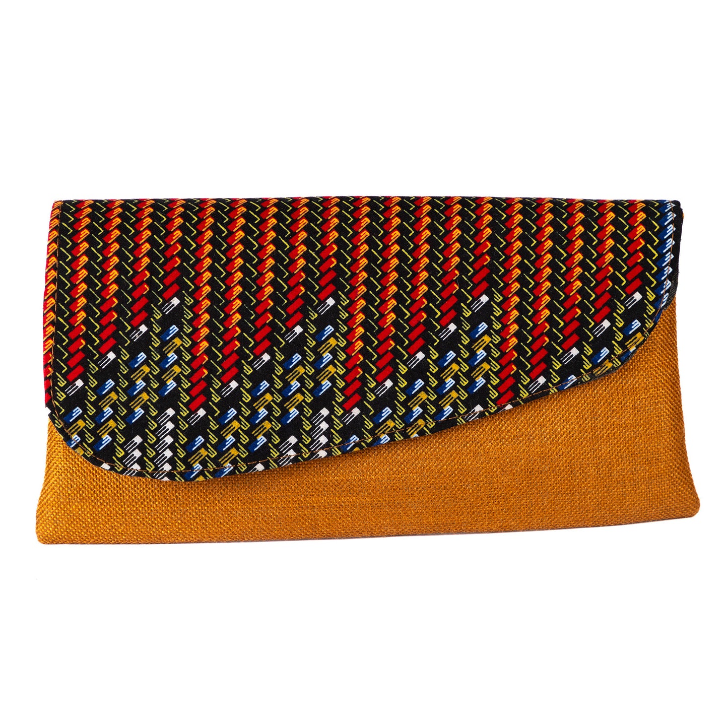 Cotton Canvas Clutch Bag/Purse Lg - Copper/Multi