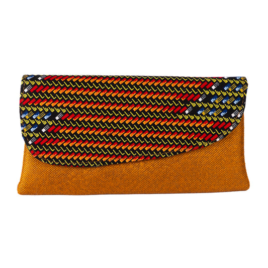 Cotton Canvas Clutch Bag/Purse - Copper/Multi