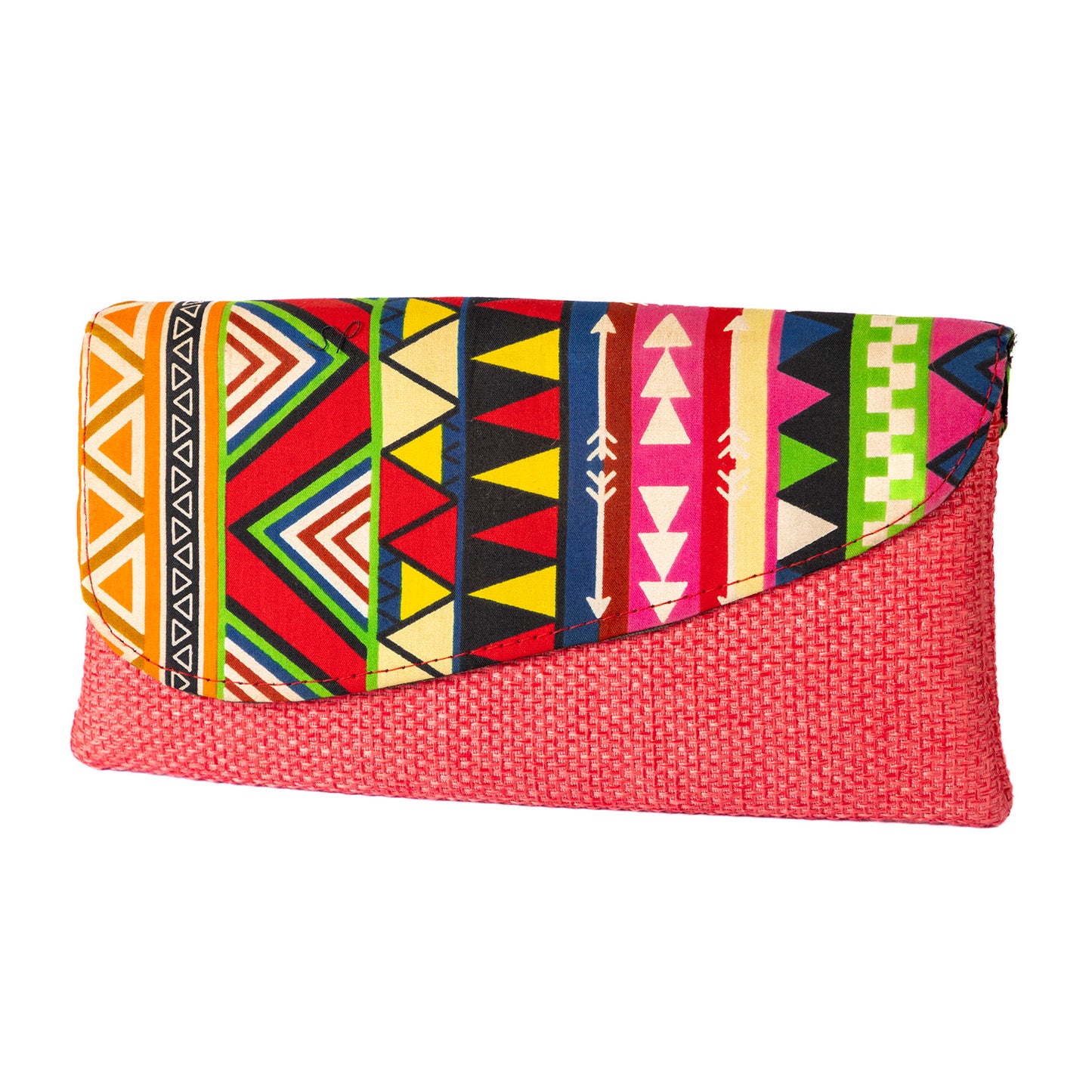 Cotton Canvas Clutch Bag/Purse Lg - Black/Multi