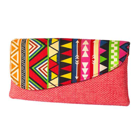 Cotton Canvas Clutch Bag/Purse Lg - Coral Pink