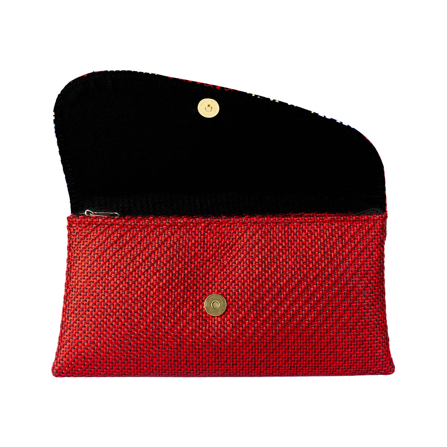 Cotton Canvas Clutch Bag/Purse Lg - Burgundy/Red