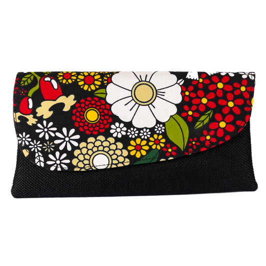 Cotton Canvas Clutch Bag/Purse - Black/Multi