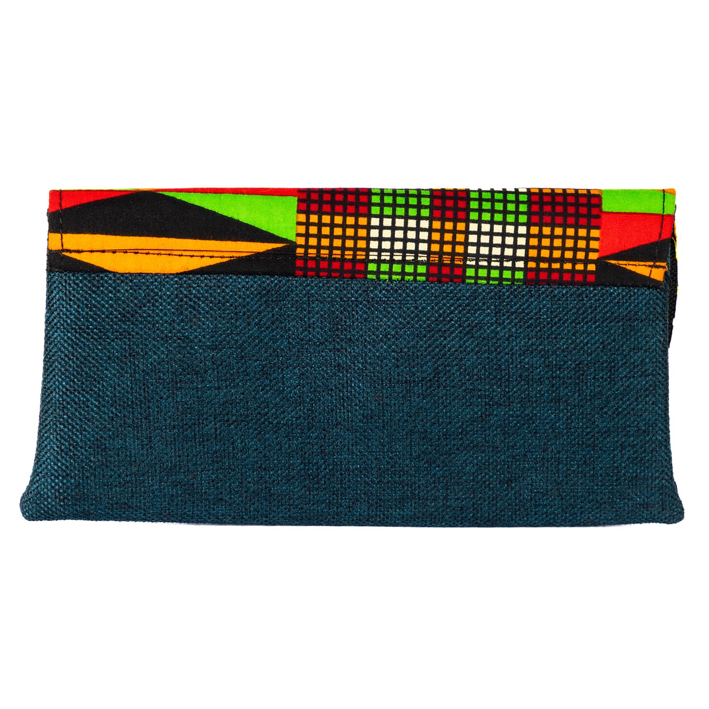 Cotton Canvas Clutch Bag/Purse - Teal/Multi