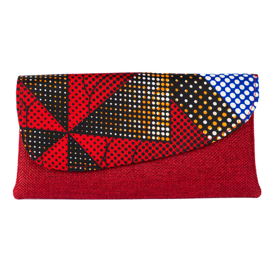 Cotton Canvas Clutch Bag/Purse - Burgundy Red