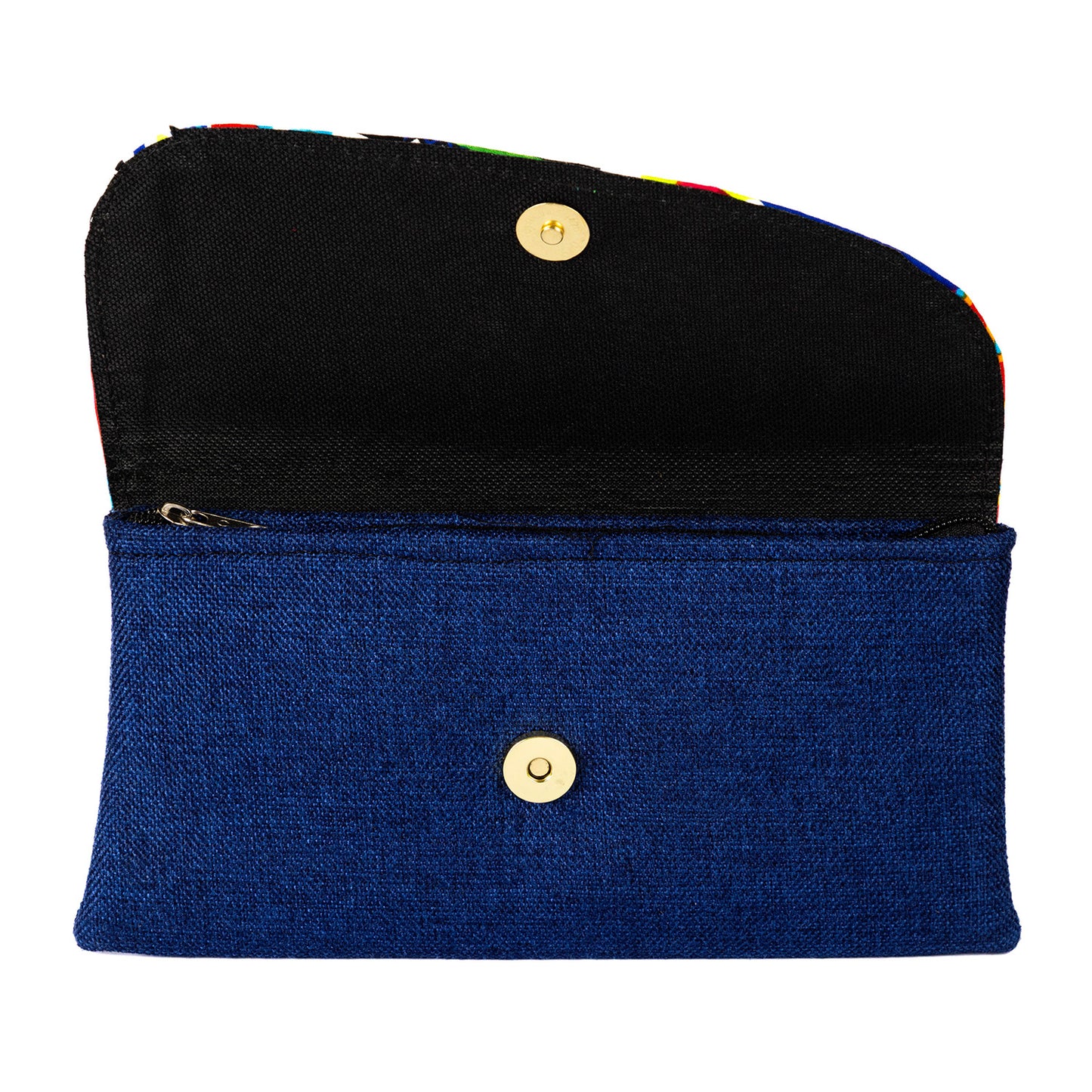 Cotton Canvas Clutch Bag/Purse - Blue/Multi