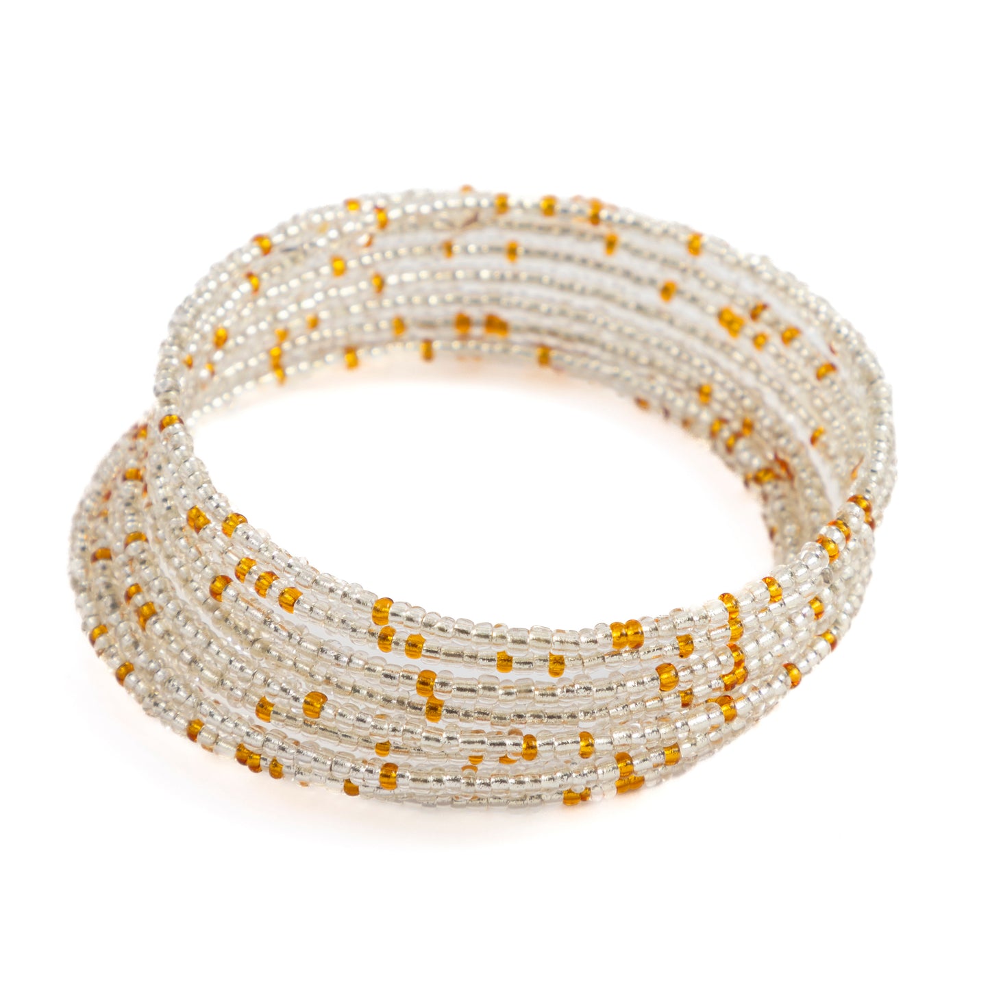 White Bead Spring Bangle