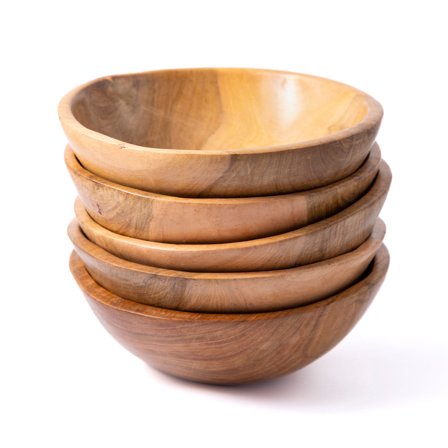 Round Olive Wood Serving Bowls