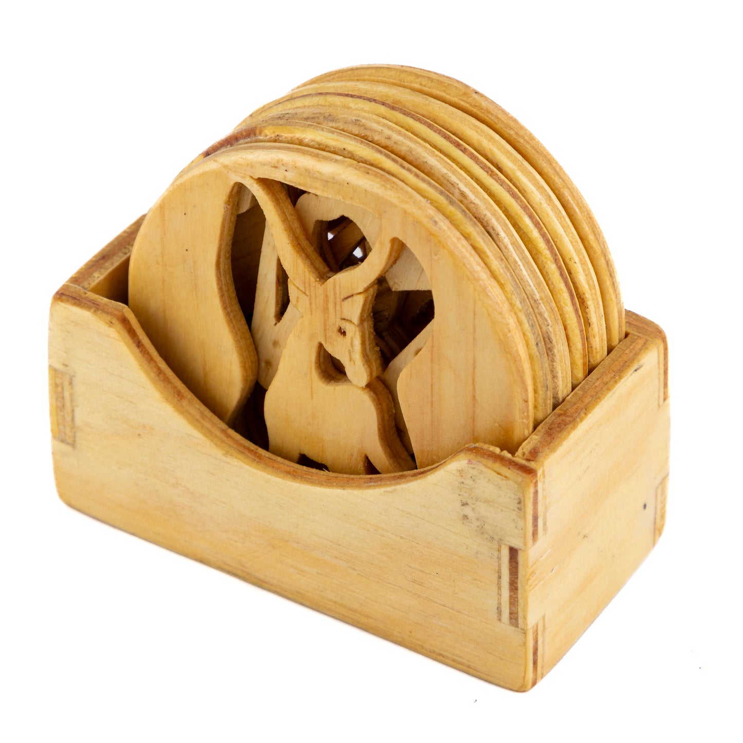Wooden Coasters and Box  - Set of 6