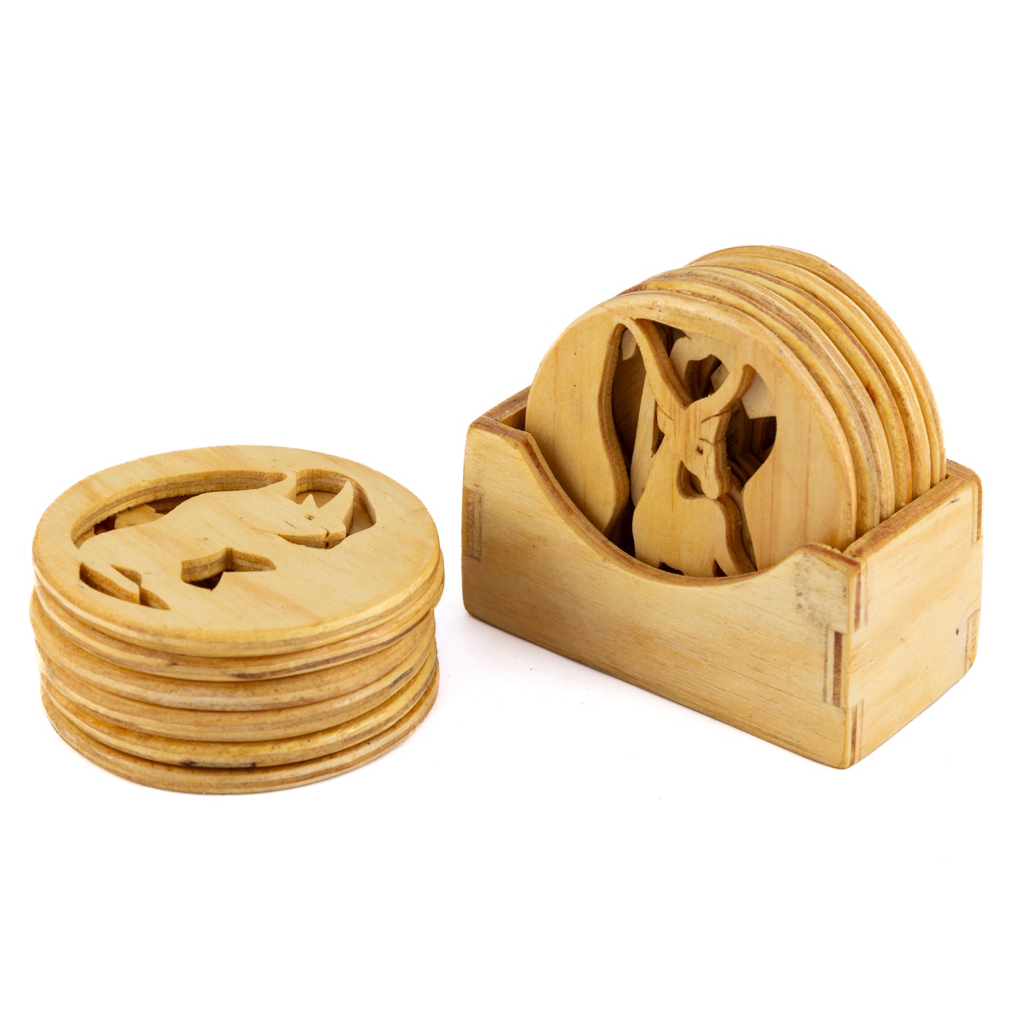 Wooden Coasters and Box  - Set of 6